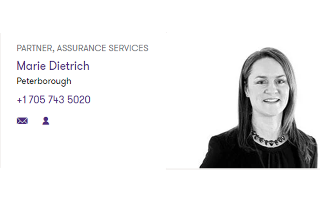 Marie Dietrich, Partner, Assurance Services, Peterborough, 1-705-743-5020