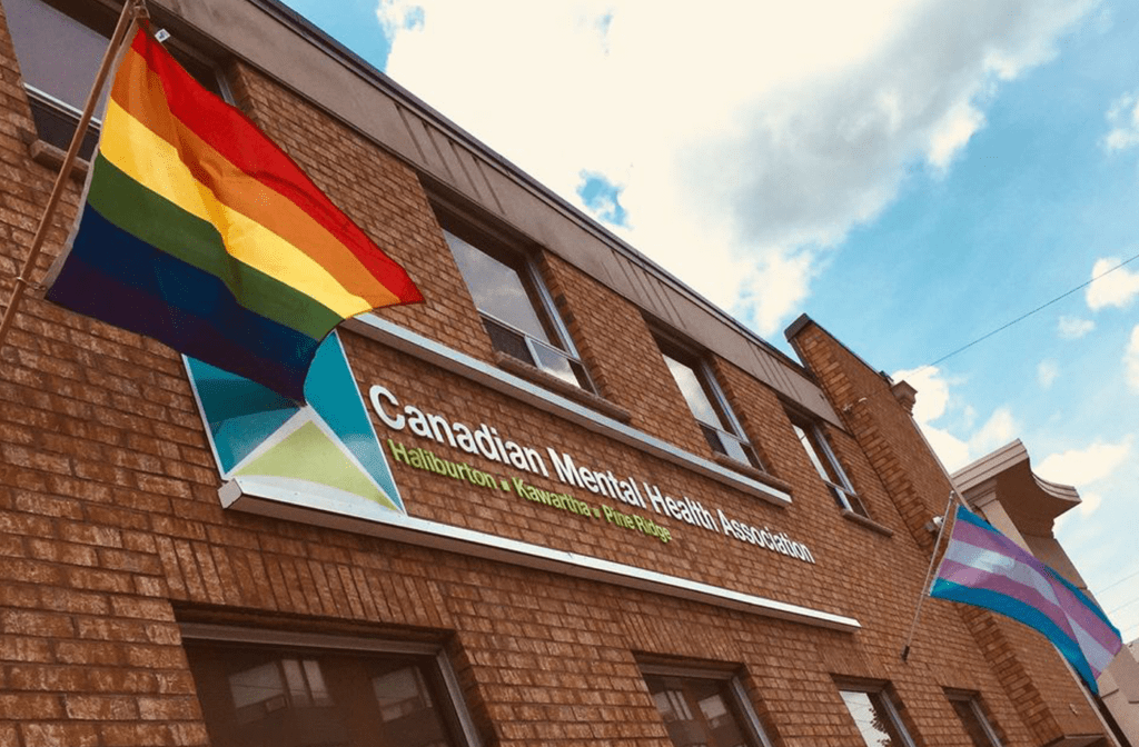 Canadian Mental Health Association building with pride flag