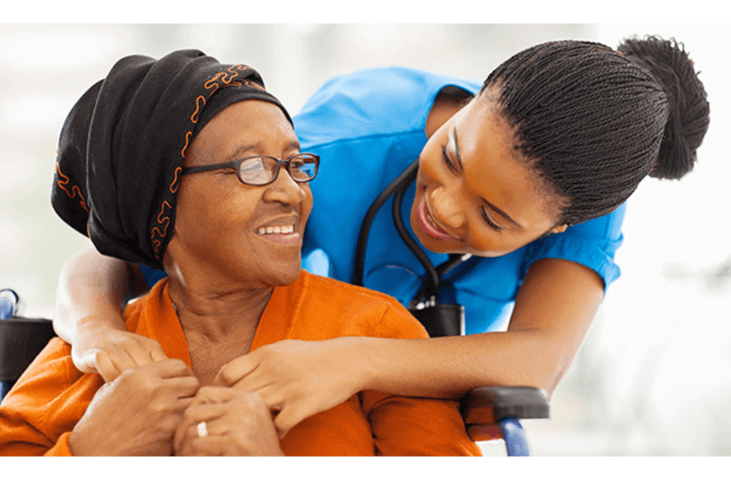 smiling nurse and client